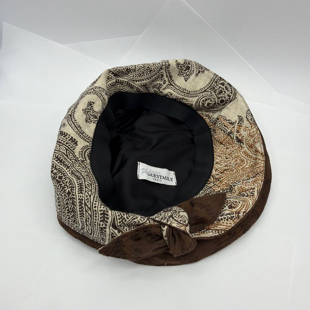 Philippe Guestault Paris Brown Woven Checkerboard Newsboy Baker Boy Cap - Picture 8 of 8